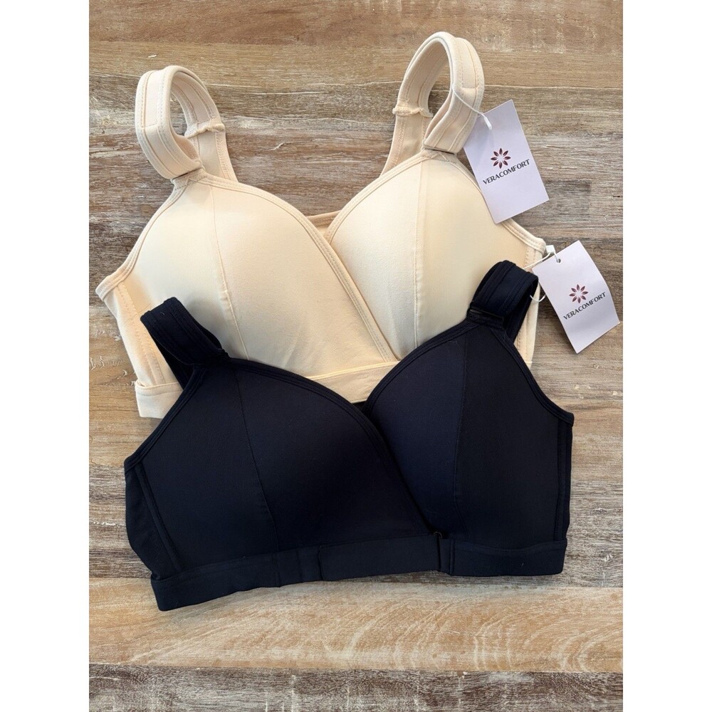 Vera Comfort Bundle Wireless Comfort Bra Nude Beige & Black Size XL Cotton Blend